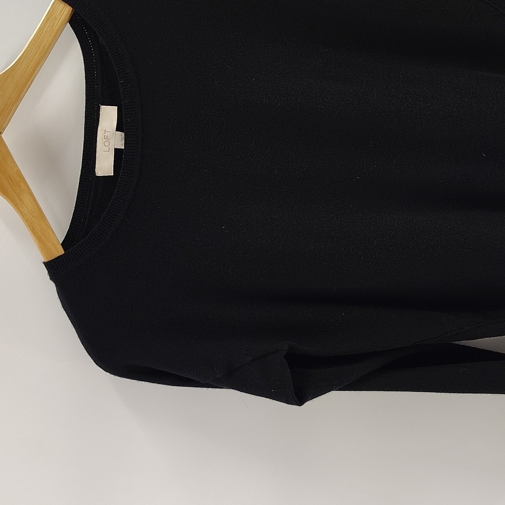 Loft Pullover Sweater Size Small Solid Black With… - image 2